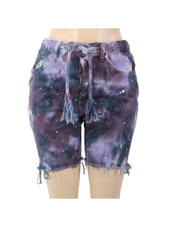 Dr Collectors Pants - Dr Collectors Hollywood Shorts Sz XS x  7 Navy Blue Purple White Denim No Fabric